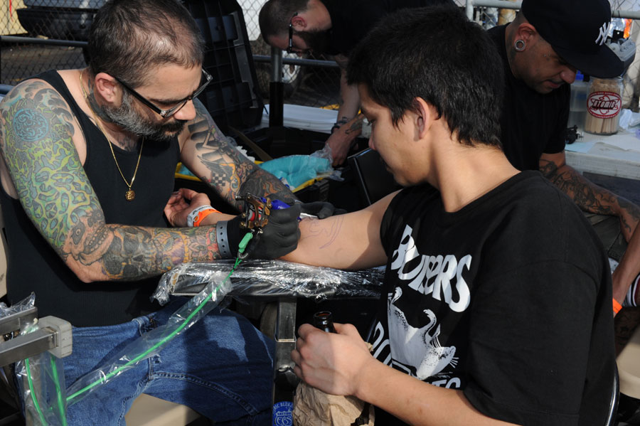 Tony Karr at the Atomic Tattoos tent